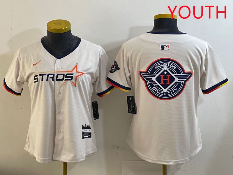 Youth Houston Astros Blank Cream Three generations Joint Name 2025 Nike MLB Jersey style 41025->youth mlb jersey->Youth Jersey